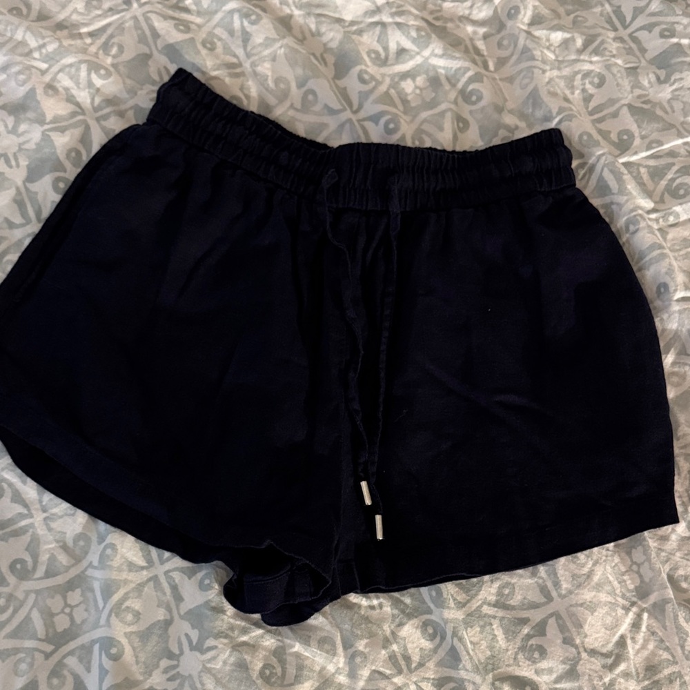 ZARA Women's Linen Blend Navy Shorts